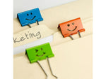 Officemate Smiling Face Medium Binder Clips, Assorted Colors, 36 Clips/Pack (31095)