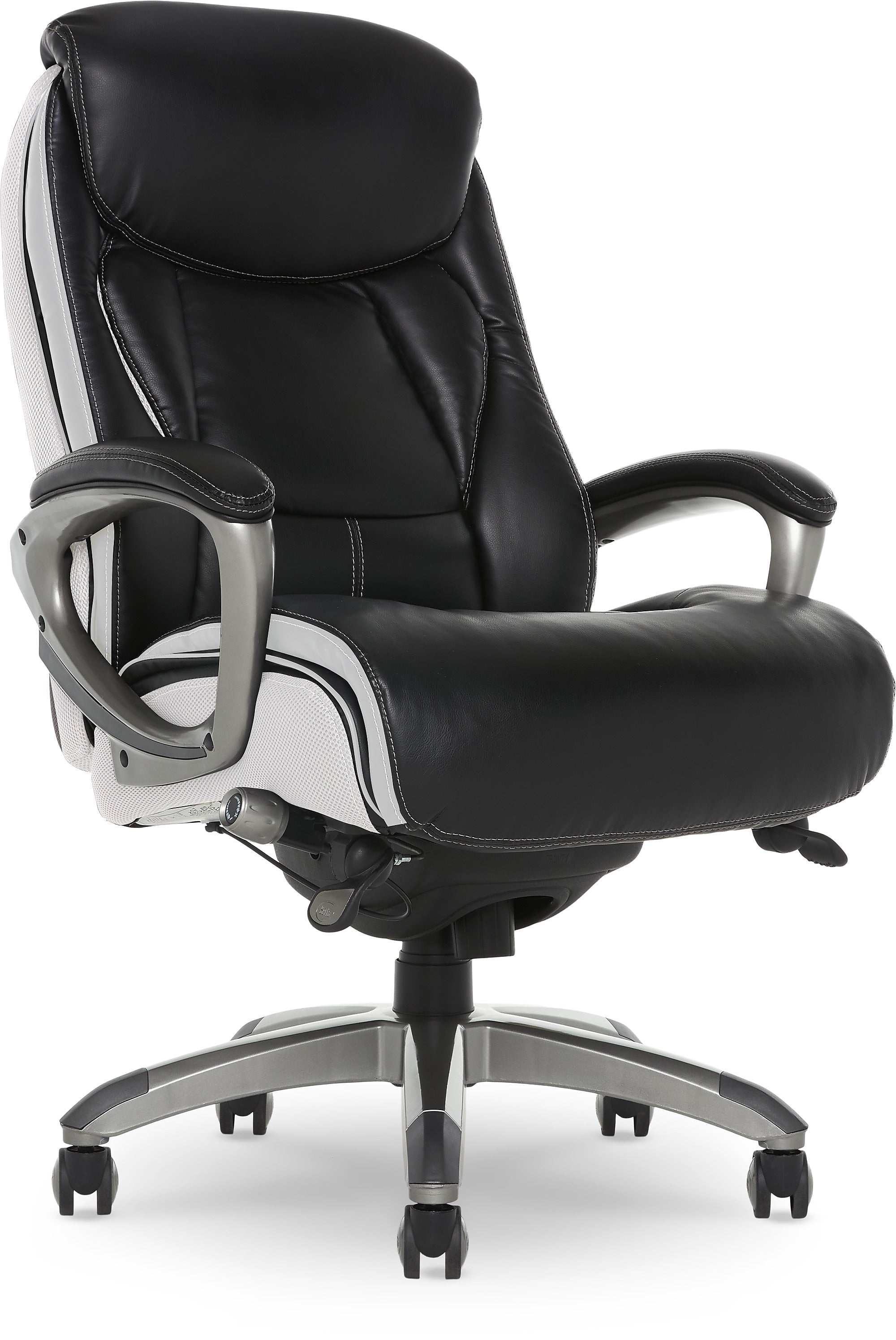 Serta Lautner Ergonomic Bonded Leather Swivel Executive Chair, Black/Cream (44942)
