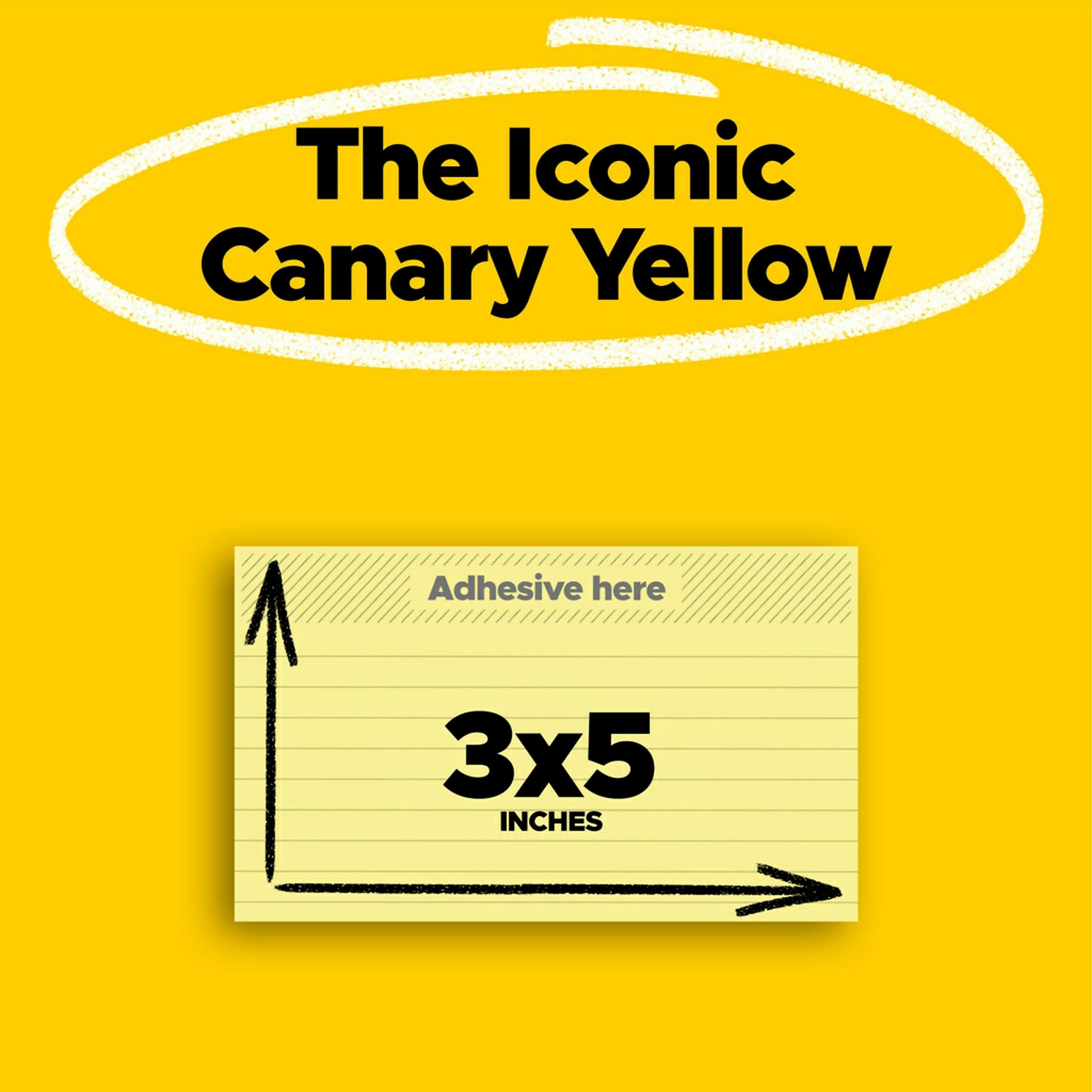 Post-it Notes, 3" x 5", Canary Collection, Lined, 100 Sheet/Pad, 12 Pads/Pack (635YW)