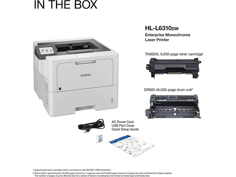 Brother HL-L6310DW Laser Printer, Single-Function, Print