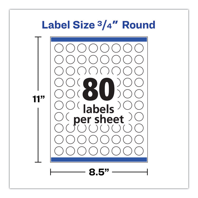 Printable Self-Adhesive Permanent ID Labels w/Sure Feed, 0.75" dia, Clear, 400/PK