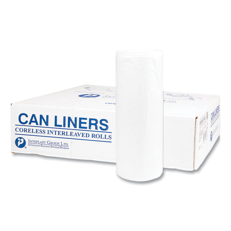 High-Density Commercial Can Liner Value Pack, 33 gal, 14 mic, 33" x 39", Clear, Interleaved Roll, 25 Bags/Roll, 10 Rolls/CT