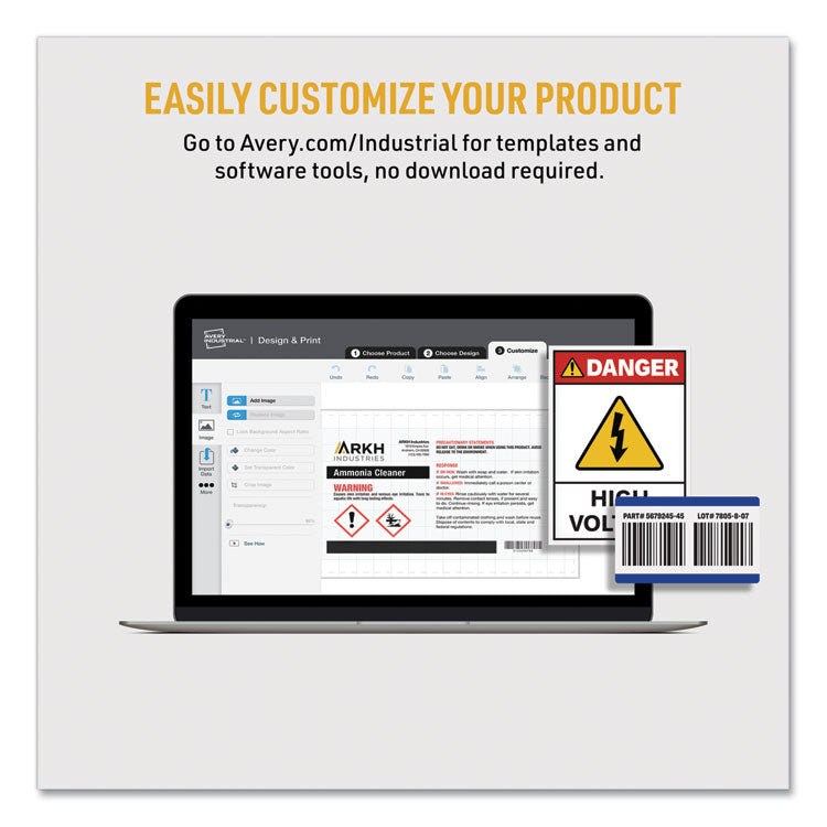 Ultraduty Ghs Chemical Waterproof And Uv Resistant Labels, 2 X 4, White, 10/sheet, 50 Sheets/box