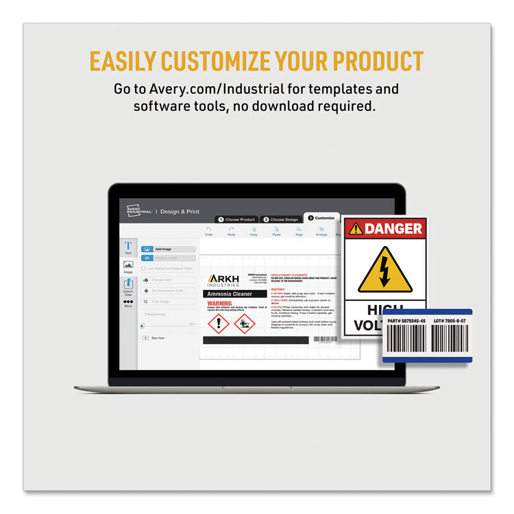 Ultraduty Ghs Chemical Waterproof And Uv Resistant Labels, 2 X 2, White, 12/sheet, 50 Sheets/box