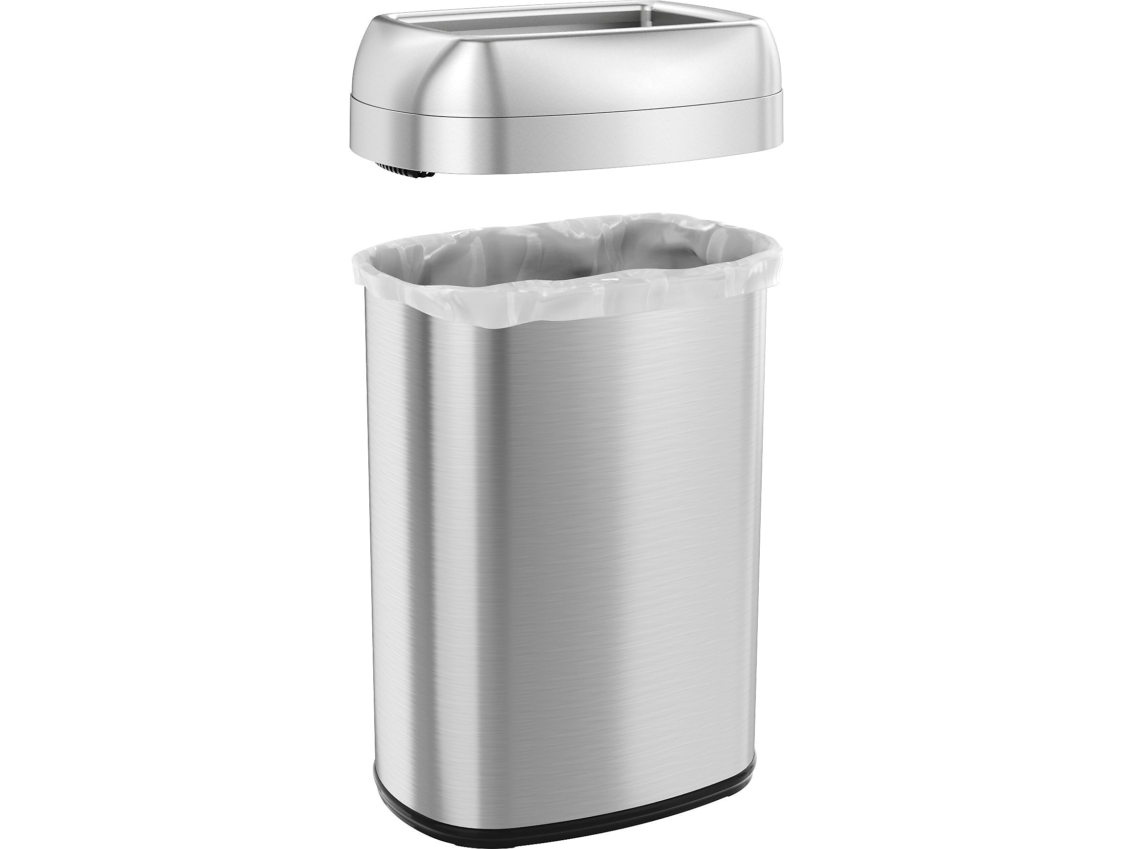 HLS Commercial Stainless Steel Trash Can with Open Lid, 13-Gallon, Silver (HLS13STV)