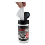 SurfaceKleen Premoistened Alcohol Cleaning Wipes, 6.38 x 5.4, Tub, Unscented, White, 75/Pack