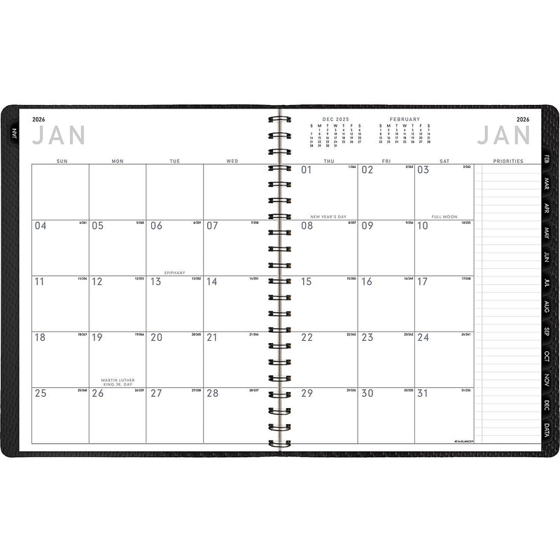 2026 AT-A-GLANCE Contemporary 8.25" x 11" Weekly & Monthly Planner, Faux Leather Cover, Charcoal (70-950X-45-26)