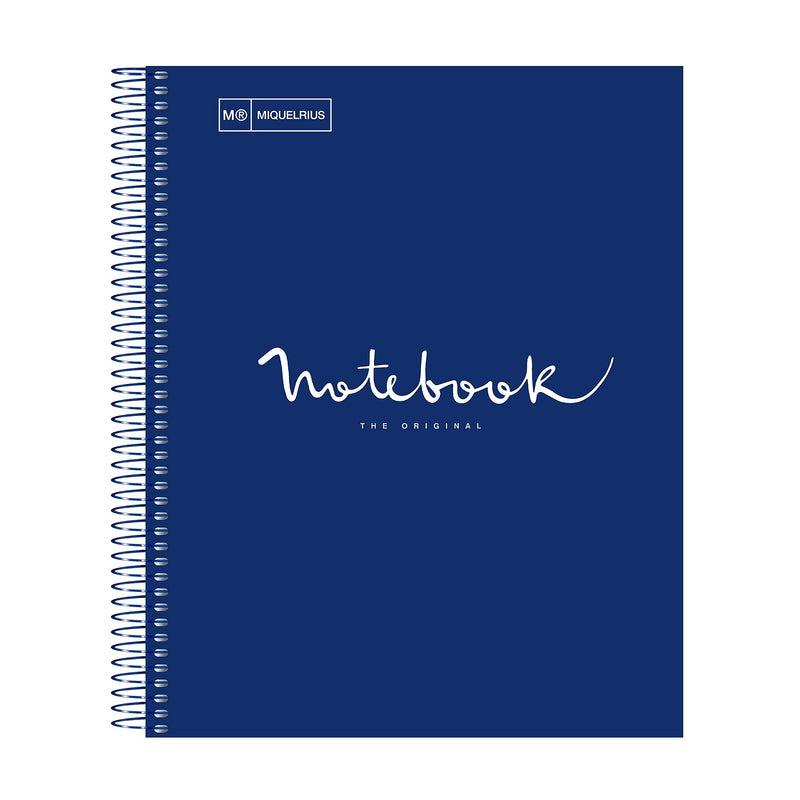 Miquelrius Emotions 1-Subject Notebook, 8.5" x 11", College-Ruled, 80 Sheets, Marine Blue, 5/Pack (48272CS)