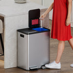 iTouchless SoftStep Stainless Steel Combo Step Pedal Kitchen Trash Can and Recycle Bin with Dual Odor Filters, 16 Gallon