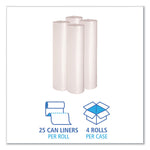 Recycled Low-Density Polyethylene Can Liners, 56 gal, 1.4 mil, 43" x 47", Clear, Perforated, 10 Bags/Roll, 10 Rolls/Carton