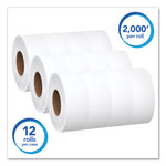 Essential JRT Jumbo Roll Bathroom Tissue, Septic Safe, 1-Ply, White, 3.55" x 2,000 ft, 12 Rolls/Carton