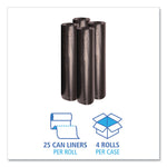Recycled Low-Density Polyethylene Can Liners, 56 gal, 1.2 mil, 43" x 47", Black, Perforated, 10 Bags/Roll, 10 Rolls/Carton