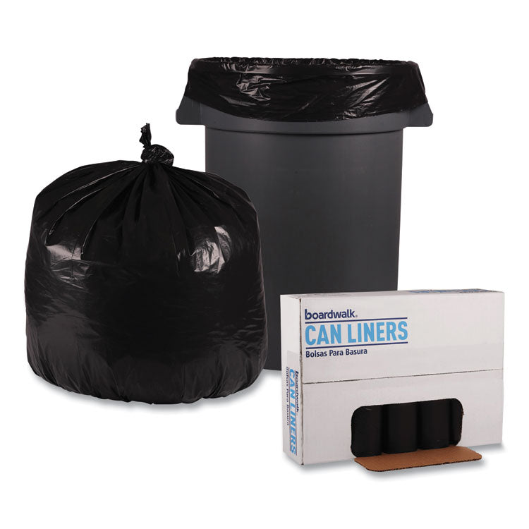 Recycled Low-Density Polyethylene Can Liners, 33 gal, 1.6 mil, 33" x 39", Black, Perforated, 10 Bags/Roll, 10 Rolls/Carton