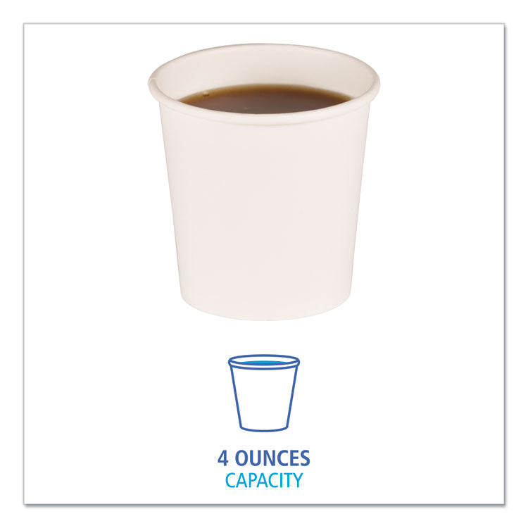 Paper Hot Cups, 4 oz, White, 50/Sleeve, 20 Sleeves/Carton