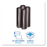 Recycled Low-Density Polyethylene Can Liners, 33 gal, 1.2 mil, 33" x 39", Black, Perforated, 10 Bags/Roll, 10 Rolls/Carton