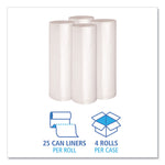 Recycled Low-Density Polyethylene Can Liners, 60 gal, 1.4 mil, 38" x 58", Clear, Perforated, 10 Bags/Roll, 10 Rolls/Carton