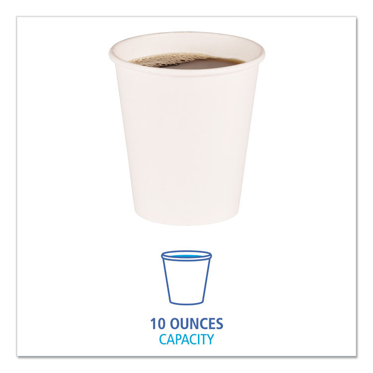 Paper Hot Cups, 10 oz, White, 50/Sleeve, 20 Sleeves/Carton