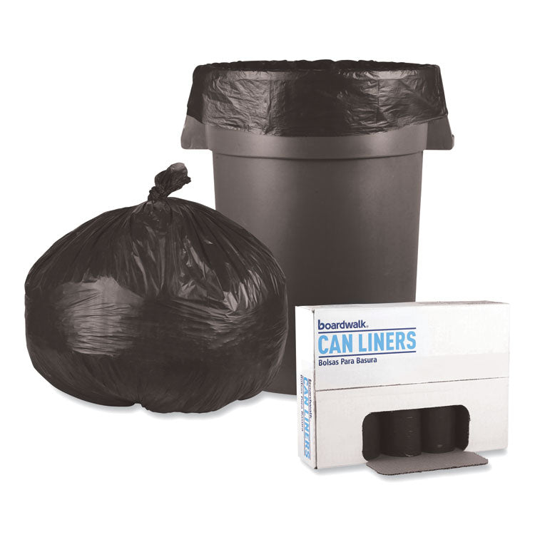 Low-Density Waste Can Liners, 56 gal, 0.6 mil, 43" x 47", Black, Perforated Roll, 25 Bags/Roll, 4 Rolls/Carton