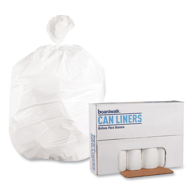 Low-Density Waste Can Liners, 10 gal, 0.4 mil, 24" x 23", White, Perforated Roll, 25 Bags/Roll, 20 Rolls/Carton