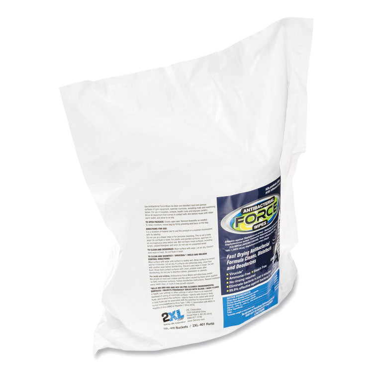 FORCE Disinfecting Wipes Refill, 1-Ply, 6 x 8, Unscented, White, 900/Pack, 4 Packs/Carton