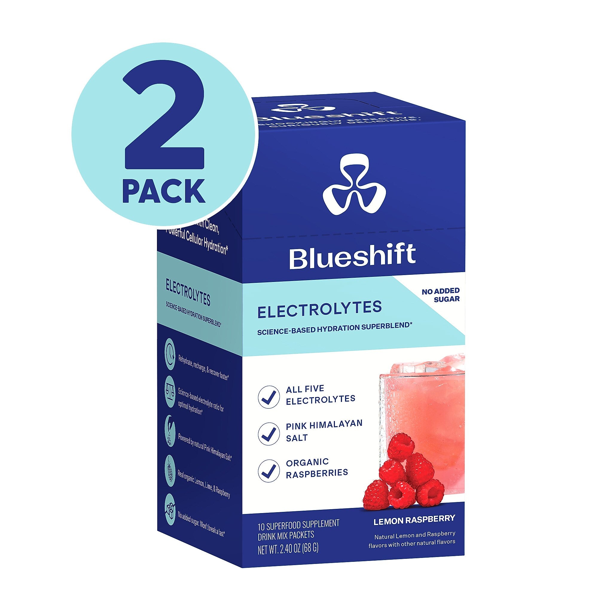 Blueshift Electrolyte Lemon Raspberry Powder Drink Mix, 10/Packets/Box, 2/Box (600-04165)