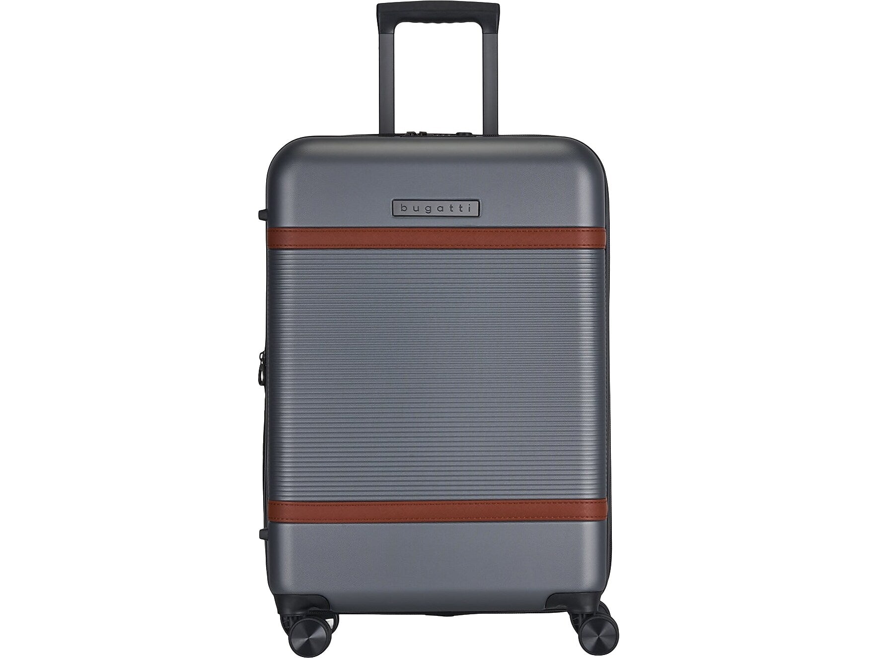 Bugatti Wellington 25.5" Hardside Suitcase, 8-Wheeled Spinner, TSA Checkpoint Friendly, Silver (HLG5124-Pewter)