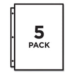 Binder Pockets, 3-Hole Punched, 9.25 x 11, Assorted Colors, 5/Pack