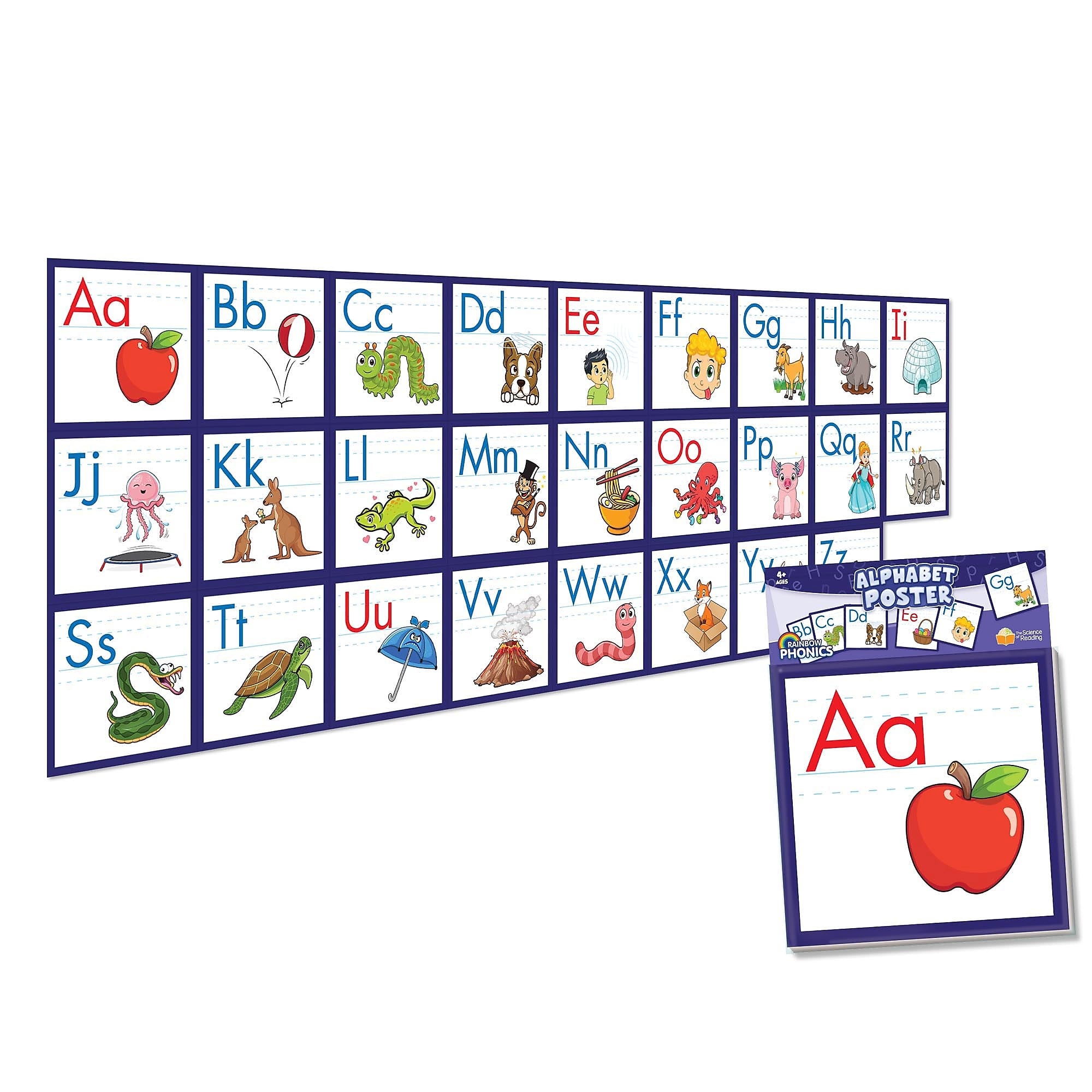 Junior Learning 8.23" x 8.23" Rainbow Phonics Alphabet Poster, 26/Set (JRLRP113)