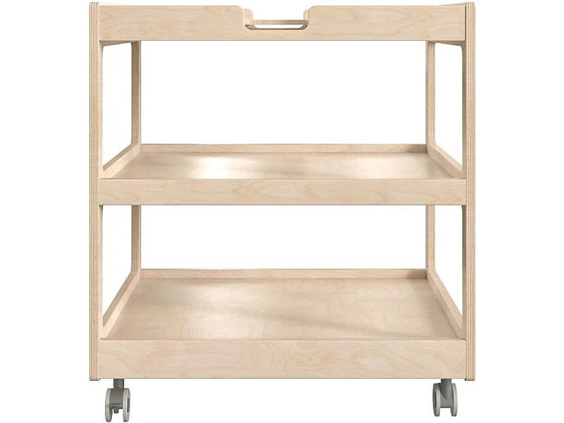 Flash Furniture Bright Beginnings Mobile 2-Section Storage Cart, 26.5"H x 23.5"W x 23.5"D, Brown (MK-ME14795-GG)