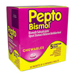 Pepto Bismol, 5 Symptom Relief Chewable Tablets, Original, 32 Counts (00201)