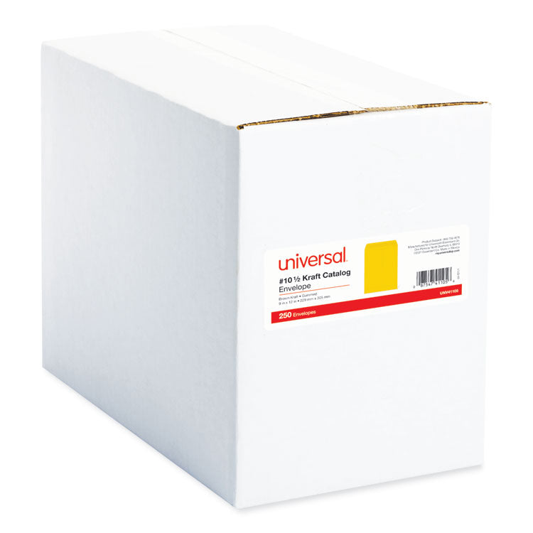 Catalog Envelope, 24 lb Bond Weight Paper, #10 1/2, Square Flap, Gummed Closure, 9 x 12, Brown Kraft, 250/Box