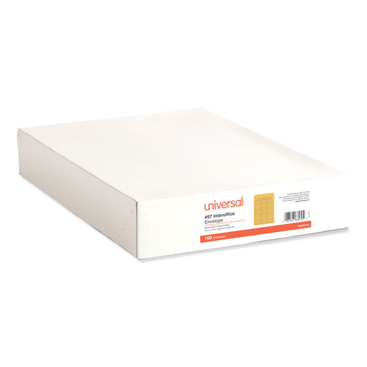 Deluxe Interoffice Press And Seal Envelopes, #97, Two-Sided Three-Column Format, 10 X 13, Brown Kraft, 100/box