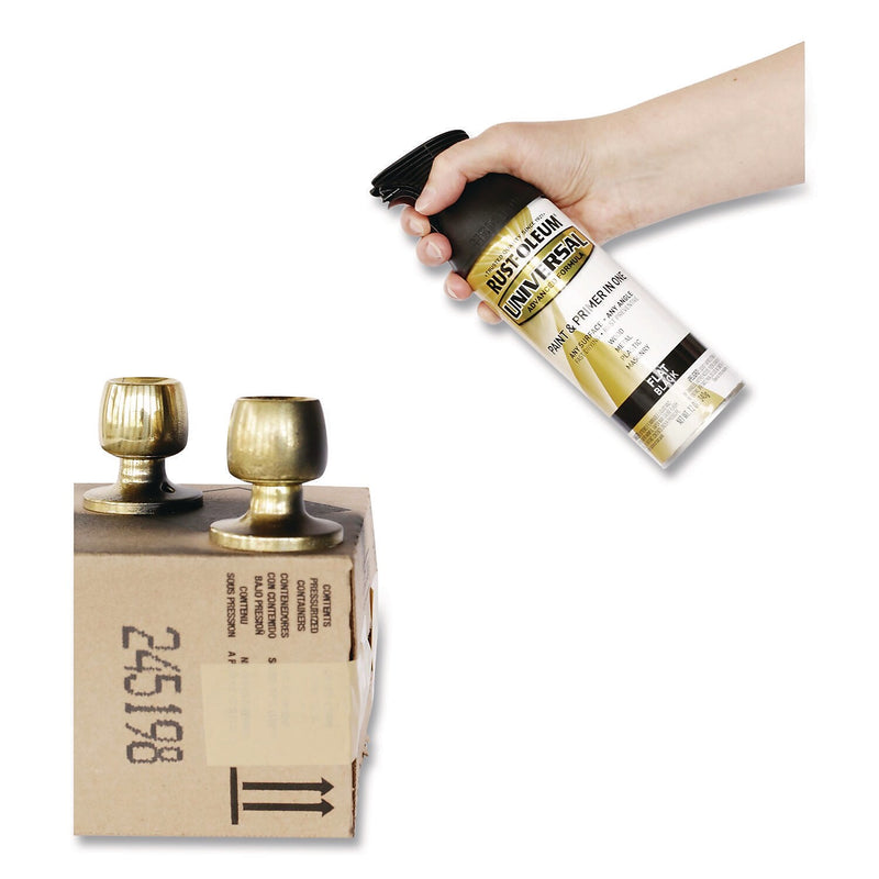 Rust-Oleum Universal Premium Spray Paint, Black, 12 oz., 6/Carton (245198)