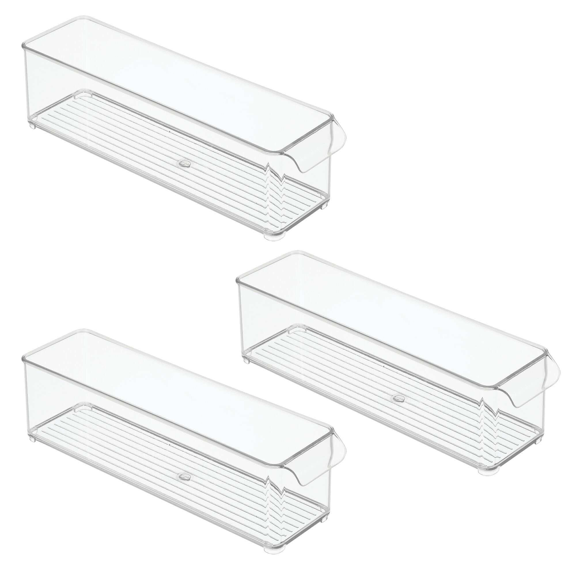 iDESIGN Stackable Plastic Storage Bin, 4" x 14.5"x 4", Clear, 3/Pack (28983M3)