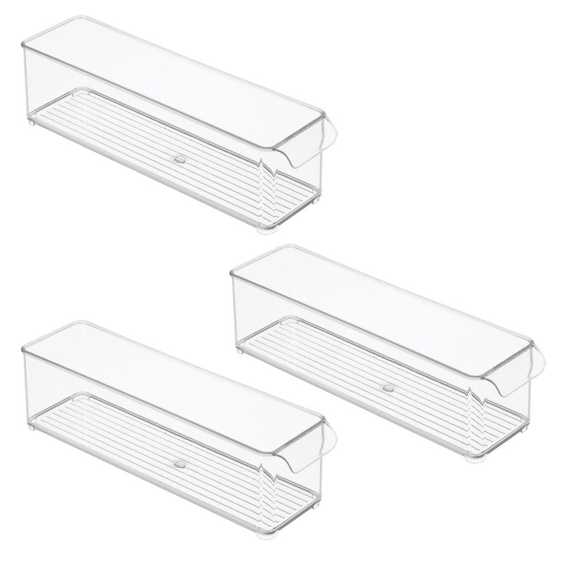 iDESIGN Stackable Plastic Storage Bin, 4" x 14.5"x 4", Clear, 3/Pack (28983M3)