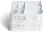 U Brands The Perforated Collection 4-Compartment Metal Desk Storage, White (5720U01-06)