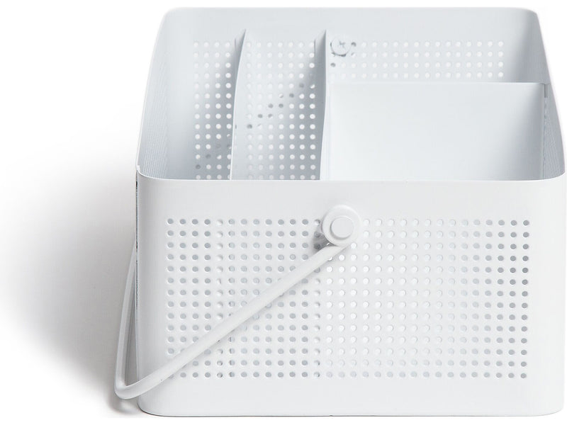 U Brands The Perforated Collection 4-Compartment Metal Desk Storage, White (5720U01-06)