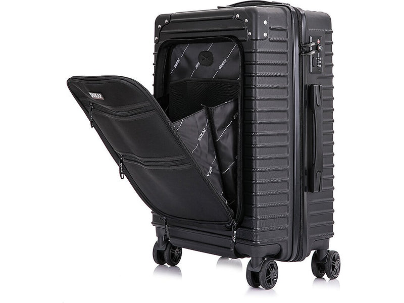 DUKAP Tour 20" Hardside Carry-On Suitcase, 4-Wheeled Spinner, TSA Checkpoint Friendly, Black (DKTOU00S-BLK)