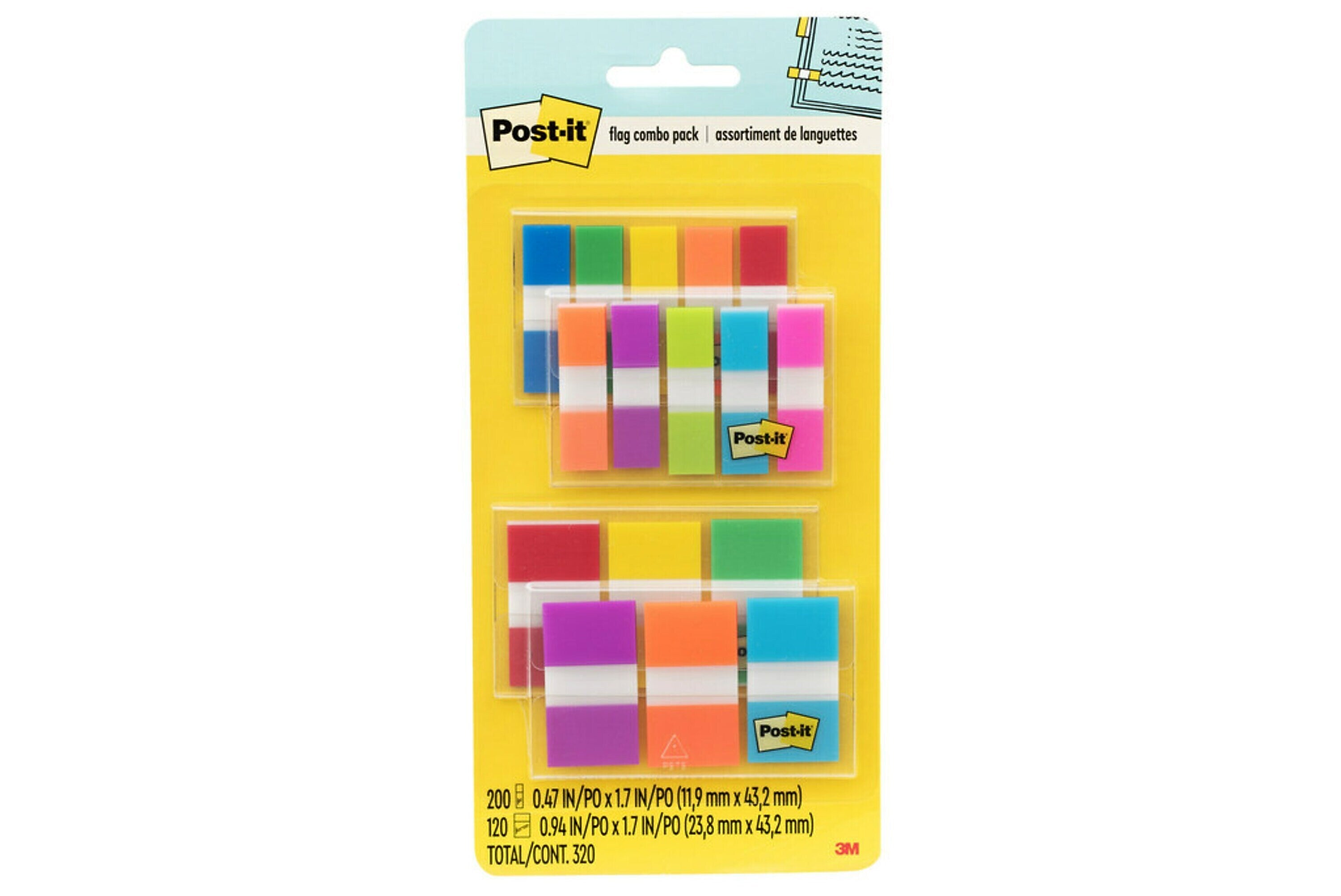 Post-it Flags Combo Pack, Assorted Colors, 320 Flags/Pack (683-XL1)