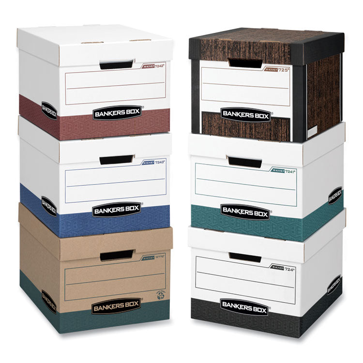 R-Kive Heavy-Duty Storage Boxes, Letter/legal Files, 12.75" X 16.5" X 10.38", Kraft/green, 12/carton