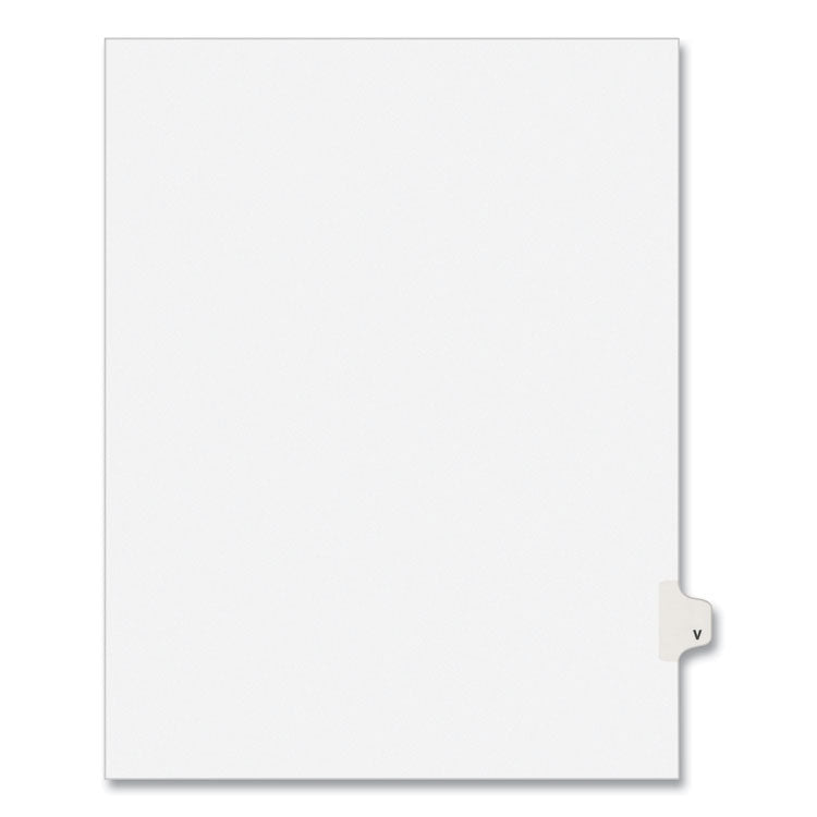 Preprinted Legal Exhibit Side Tab Index Dividers, Avery Style, 26-Tab, V, 11 X 8.5, White, 25/pack, (1422)