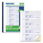 Receipt Book, Two-Part Carbonless, 7 x 2.75, 4 Forms/Sheet, 400 Forms Total