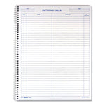 Wirebound Call Register, One-Part (No Copies), 11 x 8.5, 100 Forms Total