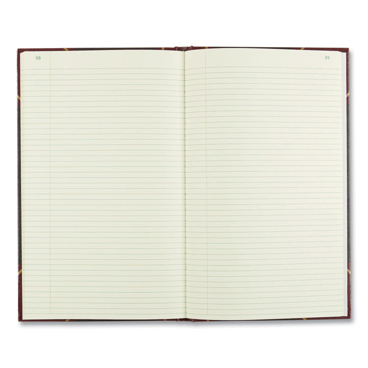 Texthide Eye-Ease Record Book, Black/burgundy/gold Cover, 14.25 X 8.75 Sheets, 300 Sheets/book