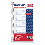 Telephone Message Book, Two-Part Carbonless, 5 x 2.75, 4 Forms/Sheet, 400 Forms Total