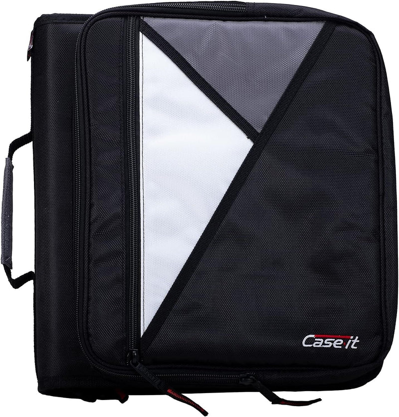 Case It Universal 2" 3-Ring Zipper Binders, Black (LT-007-BLACK)