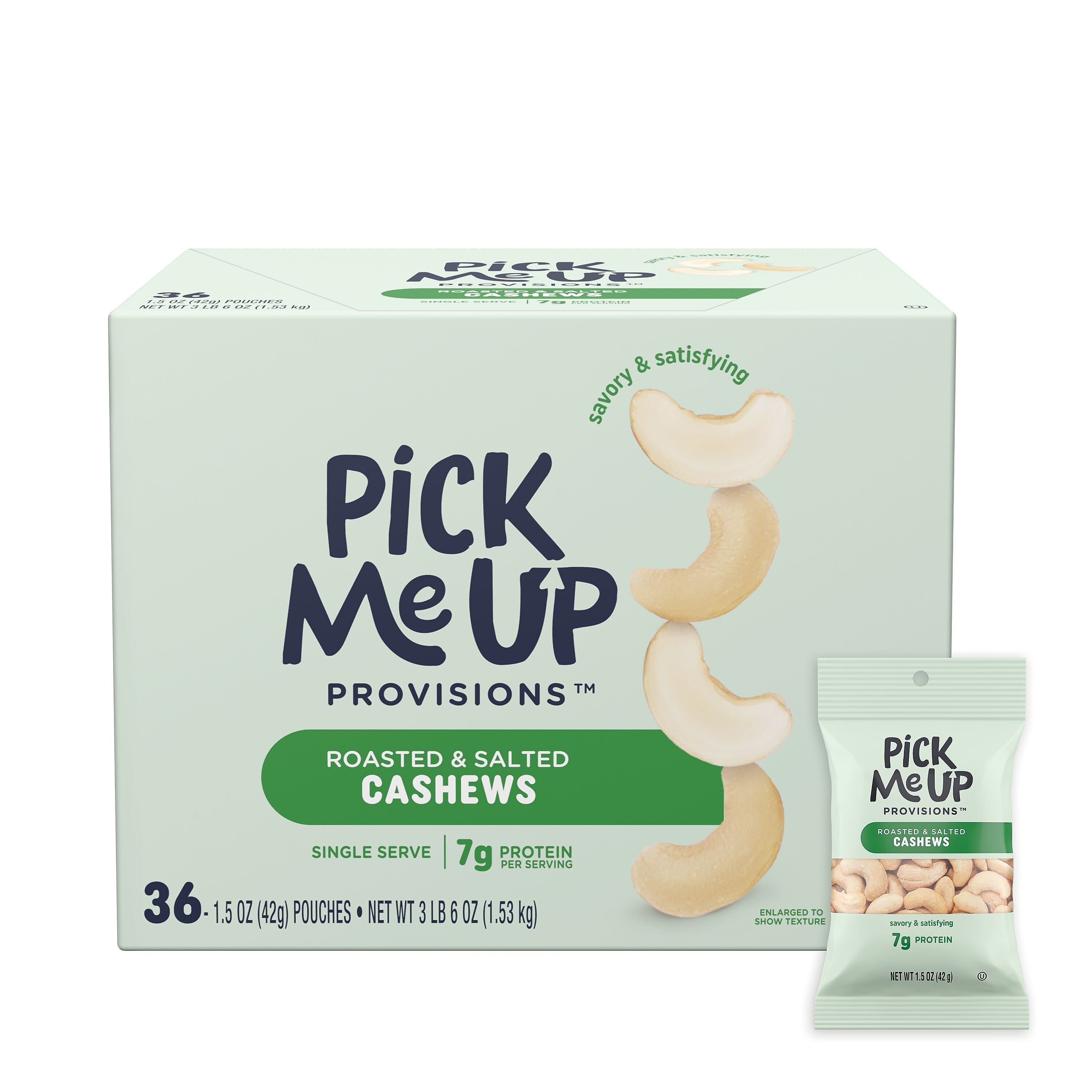 Pick Me Up Provisions™ Roasted & Salted Cashews, 1.5 oz., 36 Bags/Box (PM62981)