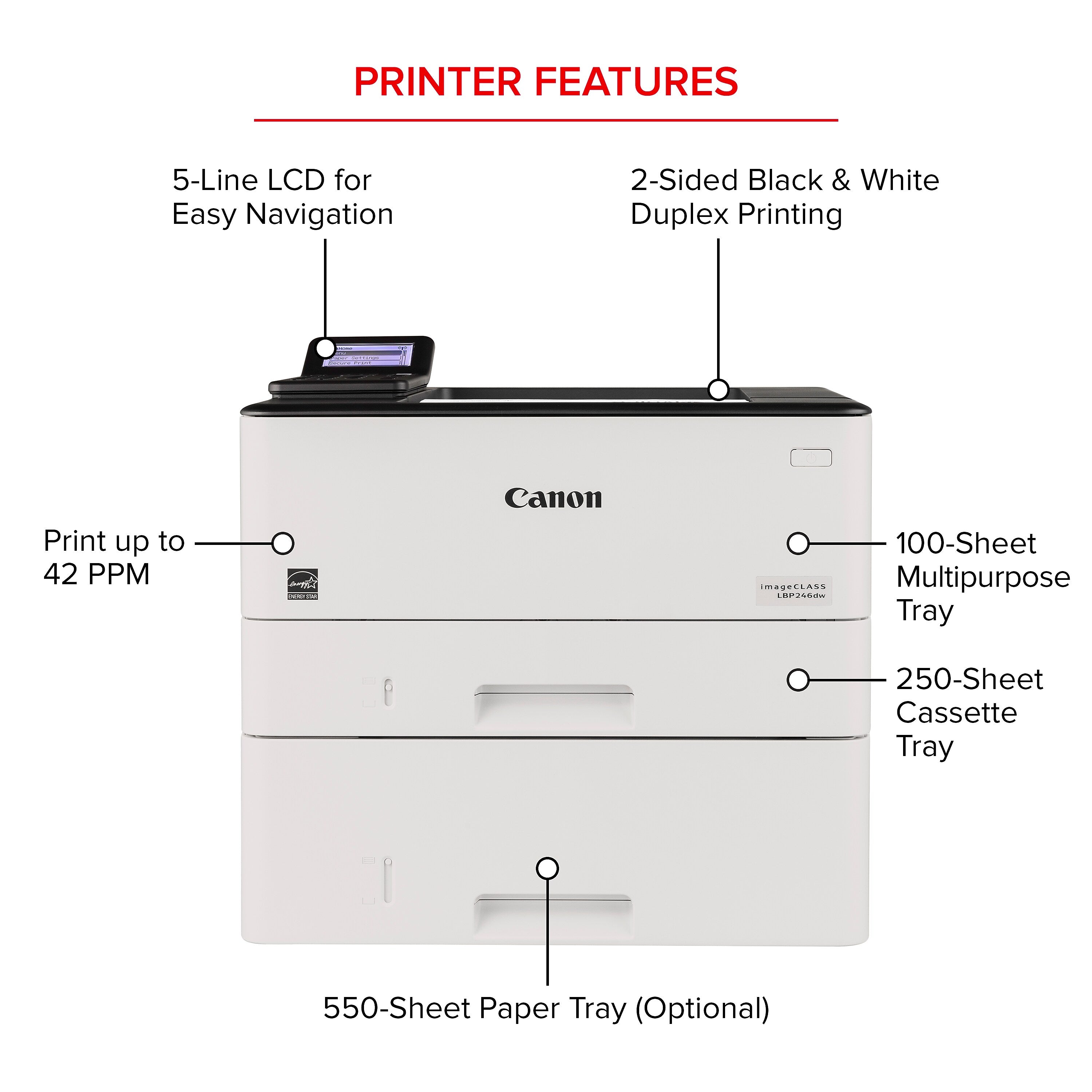 Canon imageCLASS LBP246dw Laser Printer, Single-Function, Print (5952C005)