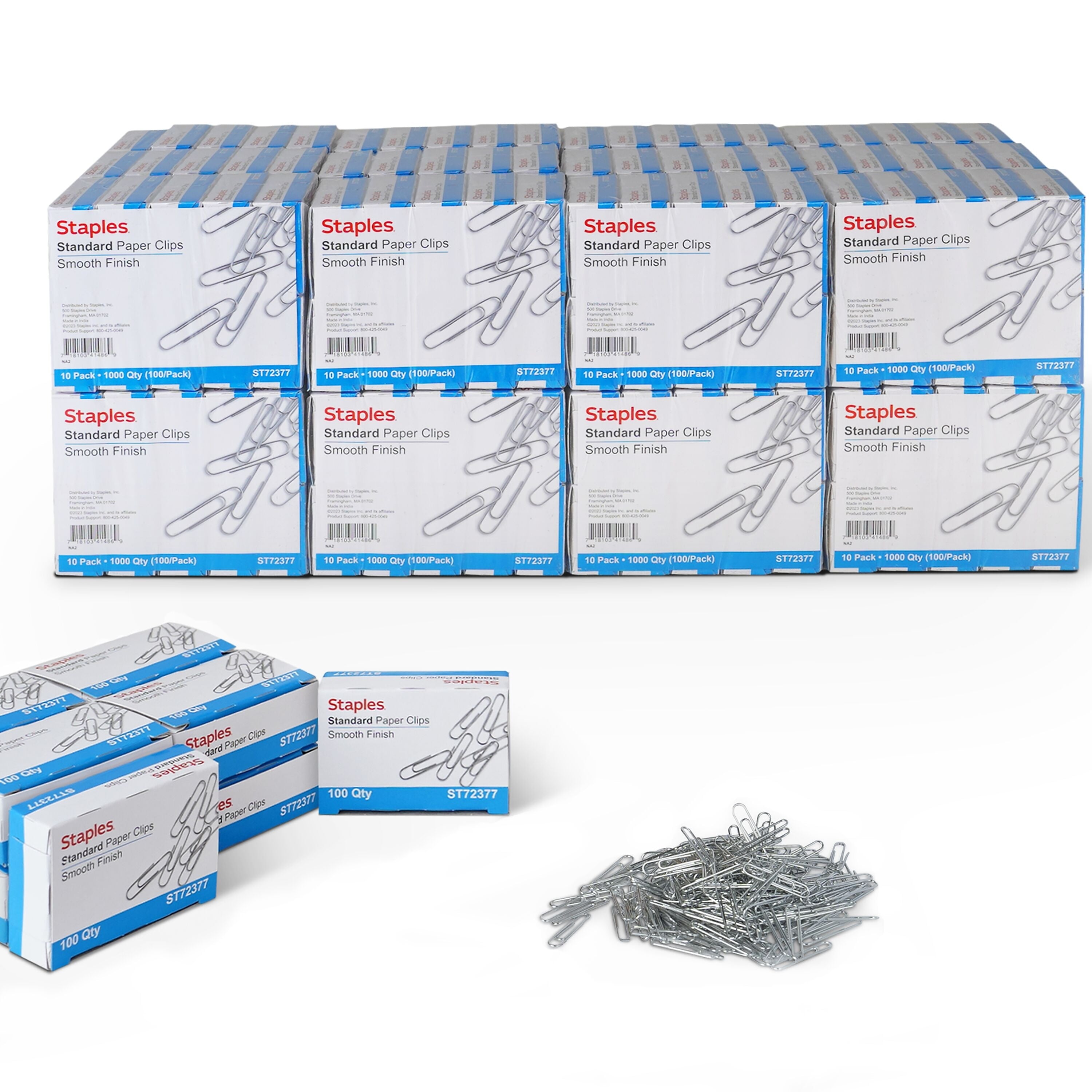Staples Paper Clips, #1, Silver, 25000/Carton (72377/72384CT)