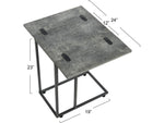 Household Essentials Jamestown 12"W x 19"D Laminate Side Table, Rustic Slate Concrete/Black (8249-1)